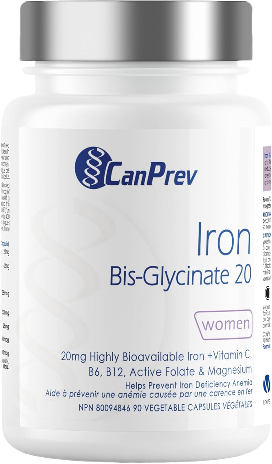 CanPrev Iron Bis - Glycinate 20 90 Vegicaps | Anthem Supplements Canada