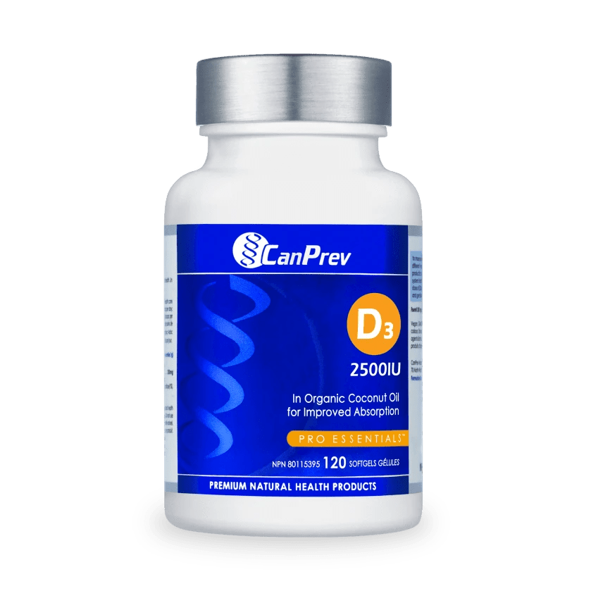 CanPrev Vitamin D3 Organic Coconut Oil Base 120 Softgels | Anthem Supplements Canada