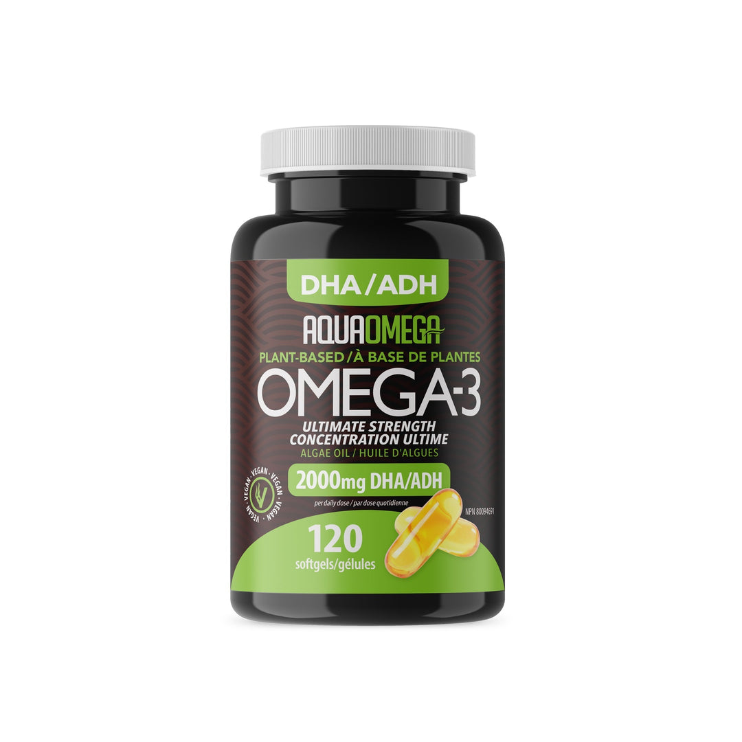 AquaOmega Omega - 3 High DHA Vegan 120 Softgels | Anthem Supplements Canada