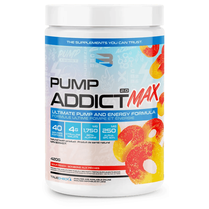 Believe Supplements Pump Addict MAX - 20 Servings Sour Peach | Anthem Supplements Canada