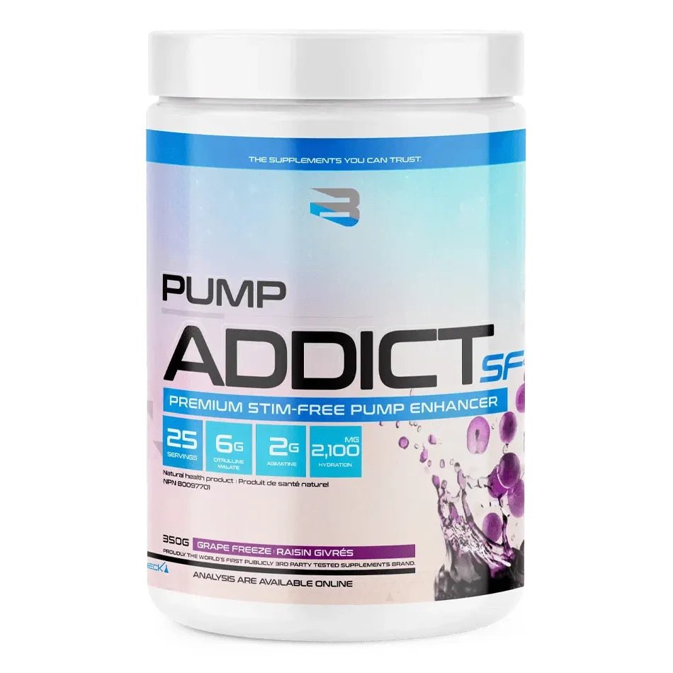 Believe Supplements Pump Addict Stim Free Grape Freeze | Anthem Supplements Canada