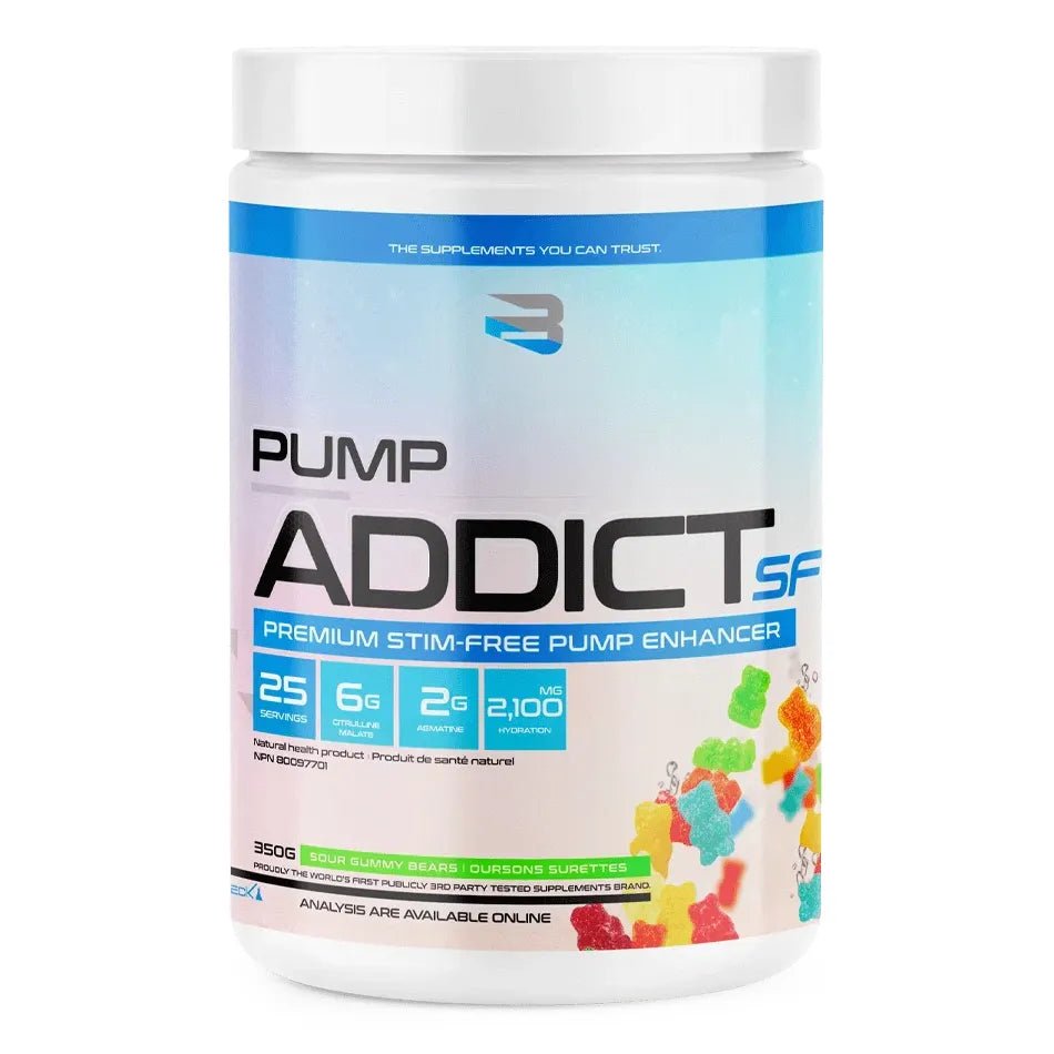Believe Supplements Pump Addict Stim Free Sour Gummy Bears | Anthem Supplements Canada