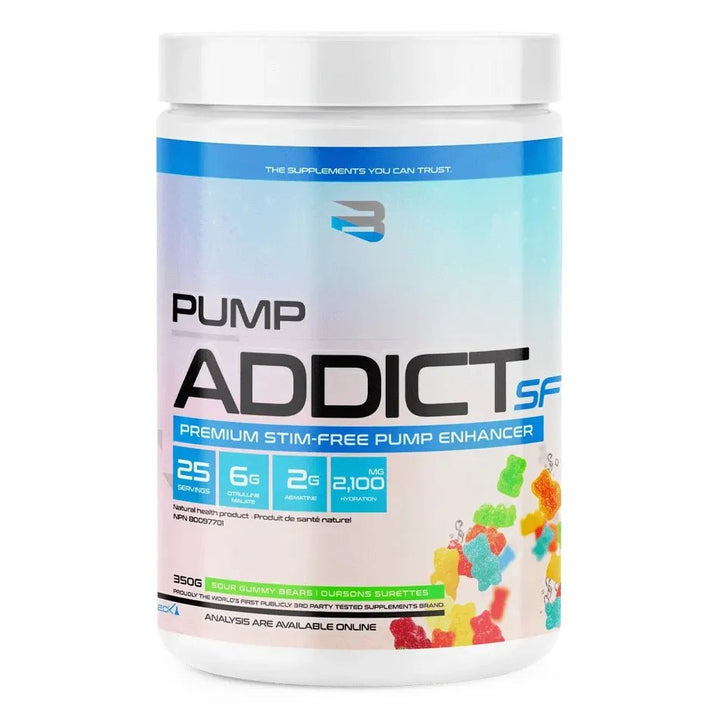 Believe Supplements Pump Addict Stim Free Sour Gummy Bears | Anthem Supplements Canada