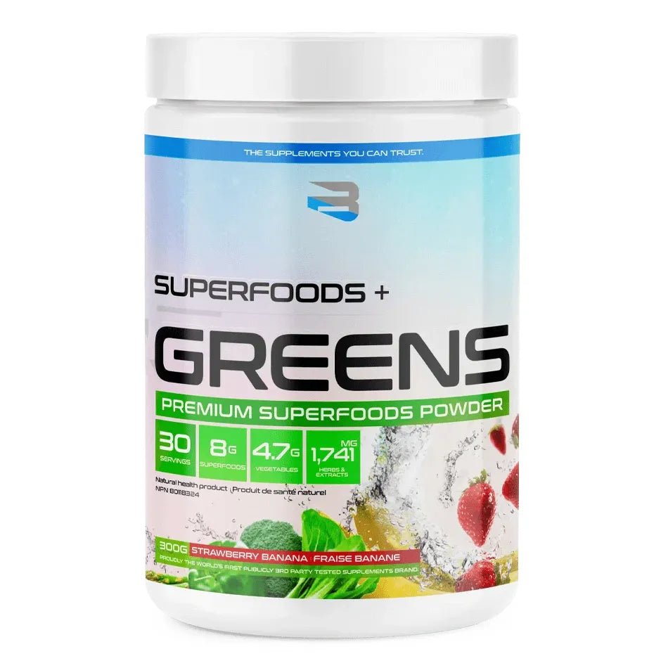 Believe Supplements Superfoods + Greens Strawberry Banana | Anthem Supplements Canada