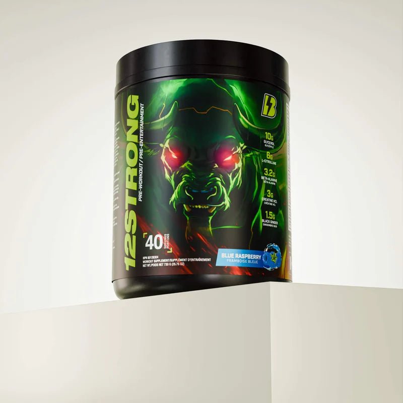 Bull Nutrition 12 Strong Pre Workout 40 Servings Blue Raspberry | Anthem Supplements Canada