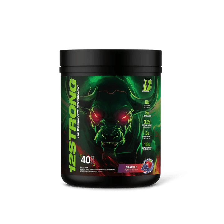 Bull Nutrition 12 Strong Pre Workout 40 Servings Grapple (Apple Grape) | Anthem Supplements Canada