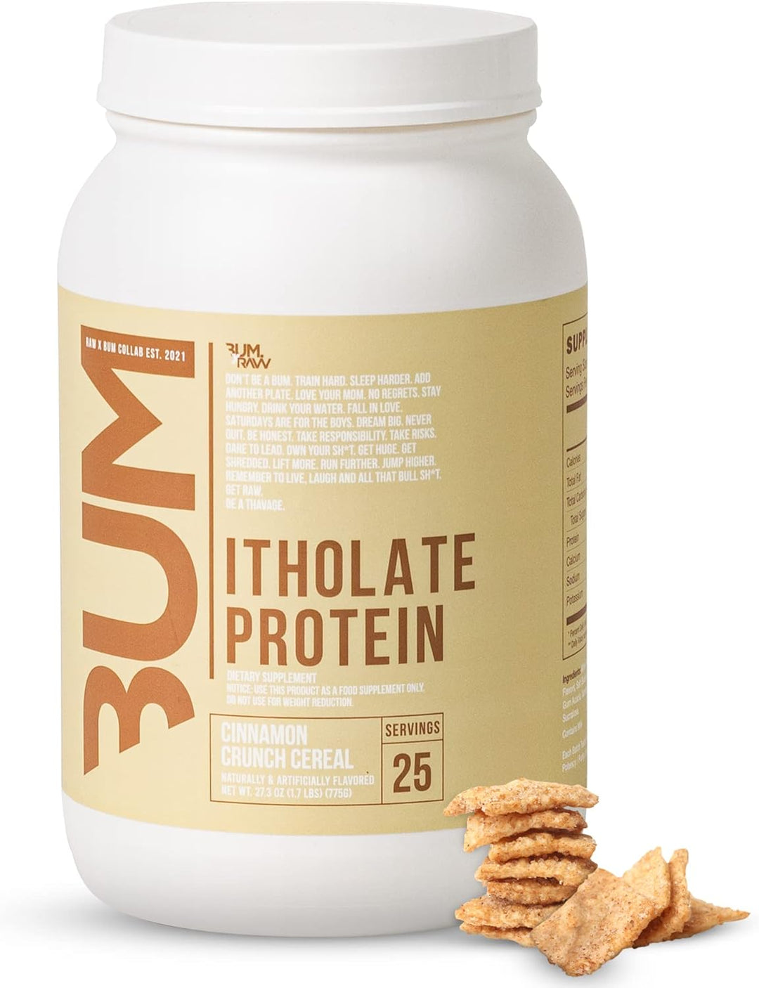 CBUM X RAW Itholate Protein 25 servings Cinnamon Crunch Cereal | Anthem Supplements Canada