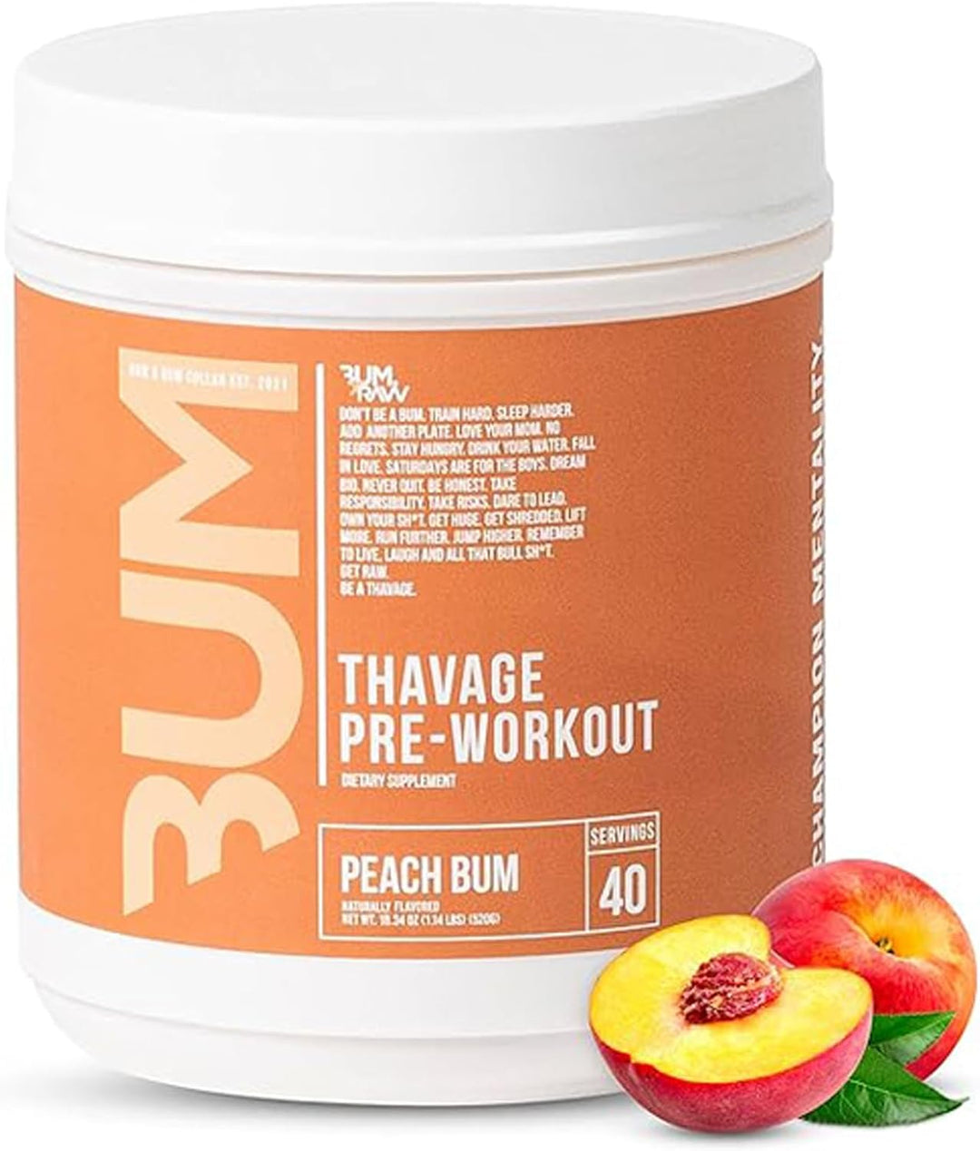 CBUM X RAW Thavage Pre - Workout 40 Servings Peach Bum | Anthem Supplements Canada