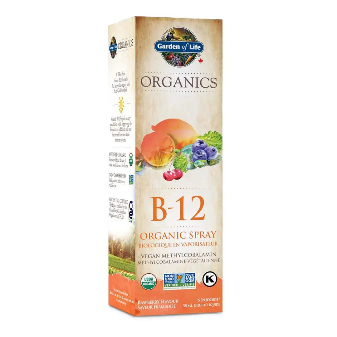 Garden of Life Organics Vitamin B12 Spray Raspberry 58mL | Anthem Supplements Canada