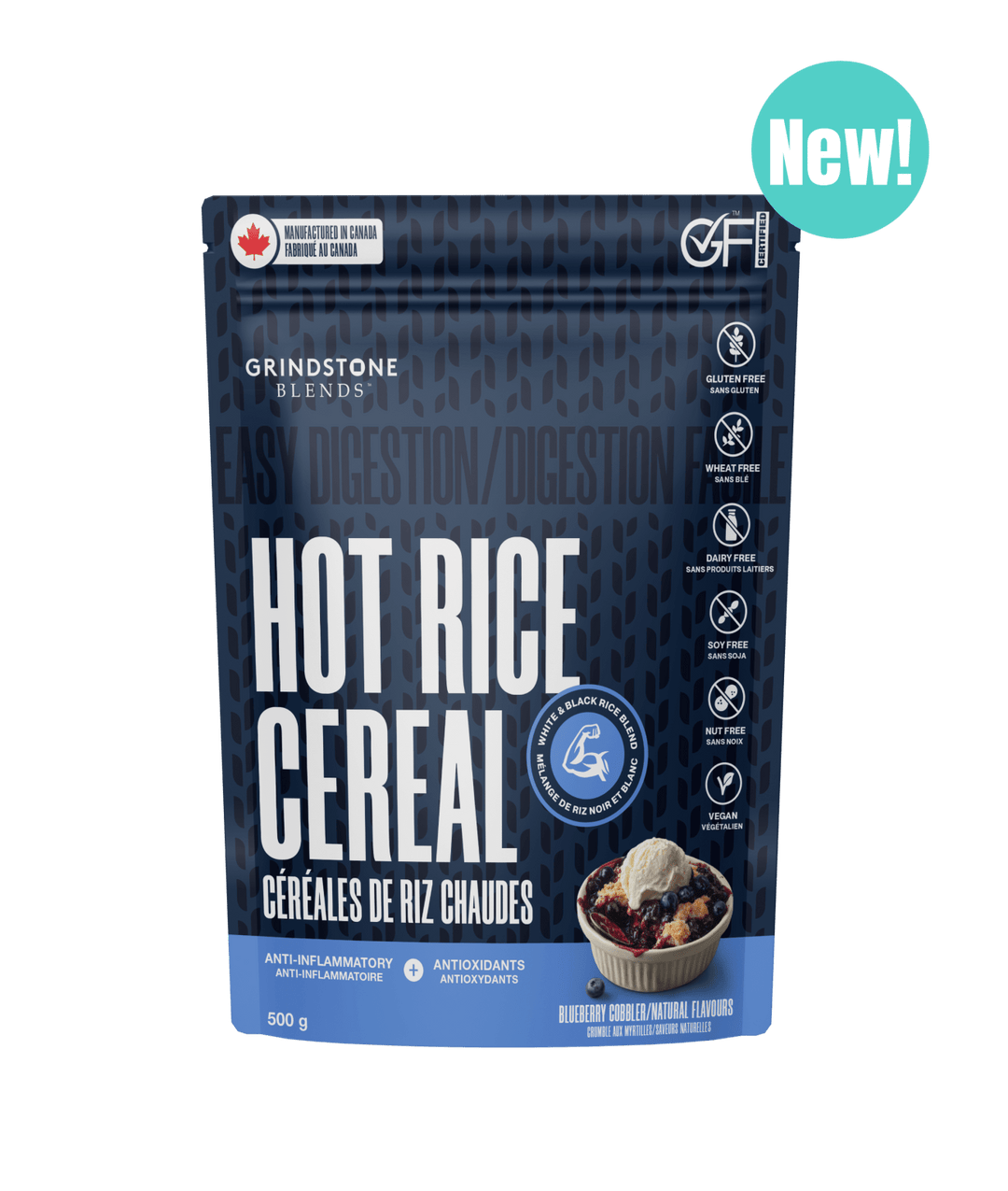 Grindstone Blends Cream of Rice - 500g Blueberry Cobbler | Anthem Supplements Canada
