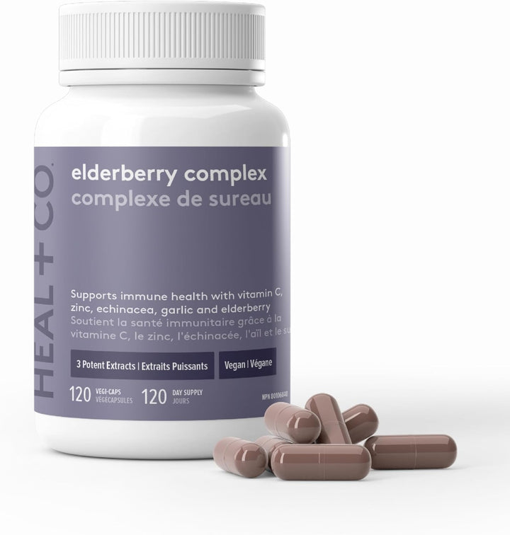 HEAL+CO Elderberry Complex 120 Veggie Caps | Anthem Supplements Canada