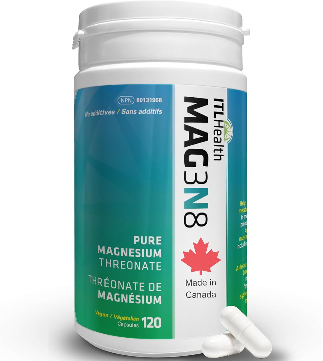 ITL Health MAG3N8 Pure Magnesium Threonate 120 Veggie Caps | Anthem Supplements Canada