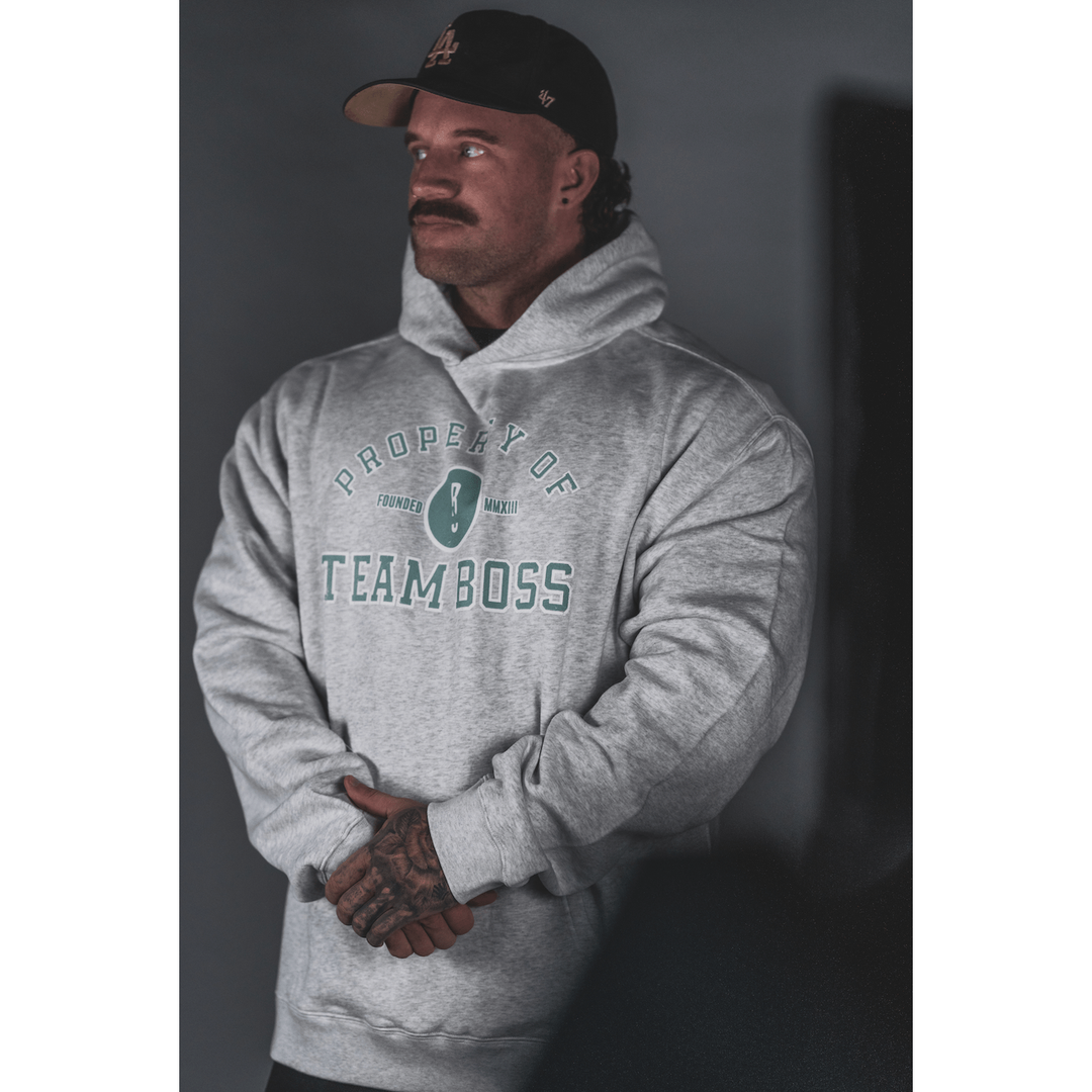 Property of Team BOSS Hoodie (bright blue print) Large | Anthem Supplements Canada