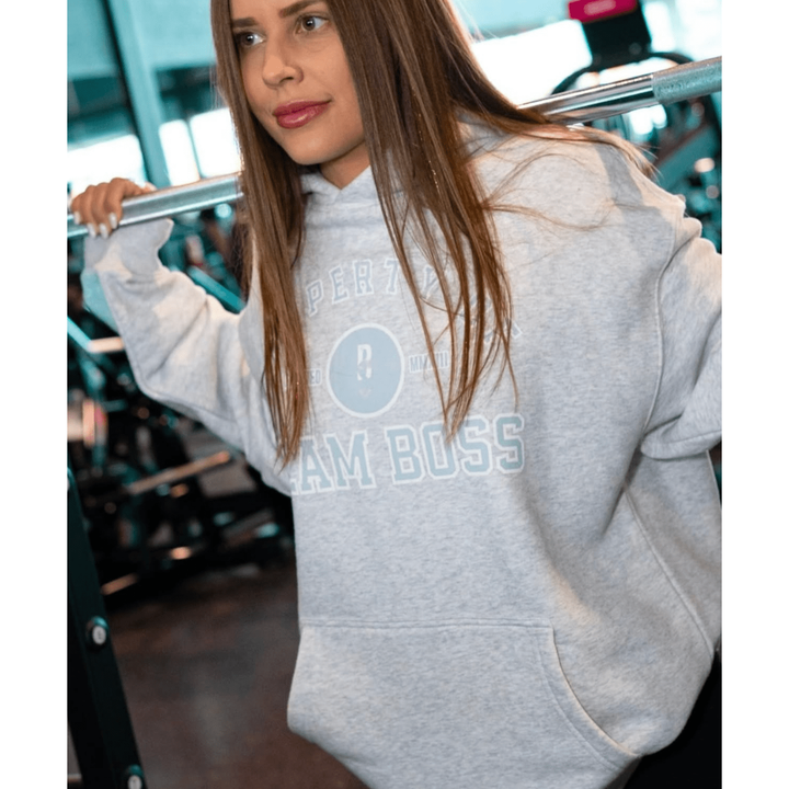 Property of Team BOSS Hoodie (faded blue print) Large | Anthem Supplements Canada
