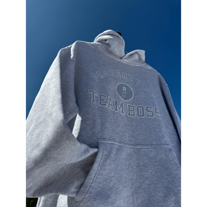 Property of Team BOSS Hoodie (faded blue print) Large | Anthem Supplements Canada