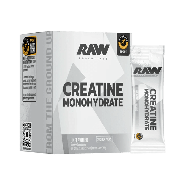 Raw Nutrition Creatine Monohydrate 30 Stick Packs | Anthem Supplements Canada